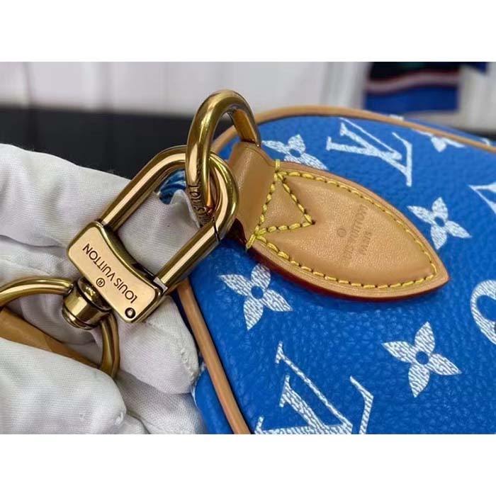 Louis Vuitton LV Unisex Speedy P9 Bandoulière 25 Blue Soft Calfskin Natural Cowhide-Leather