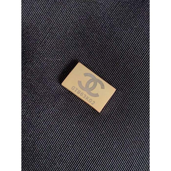 Chanel Women CC Large Bowling Bag Satin Gold-Tone Metal Black