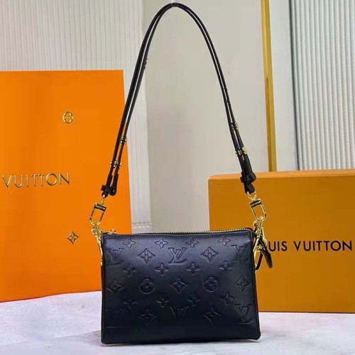 Louis Vuitton LV Unisex Coussin BB Black Monogram-Embossed Puffy Lambskin Calfskin