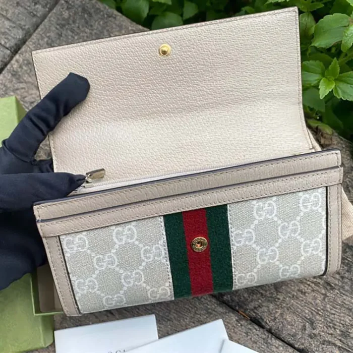 Gucci GG Unisex Ophidia Continental Wallet in GG Supreme Canvas-Beige