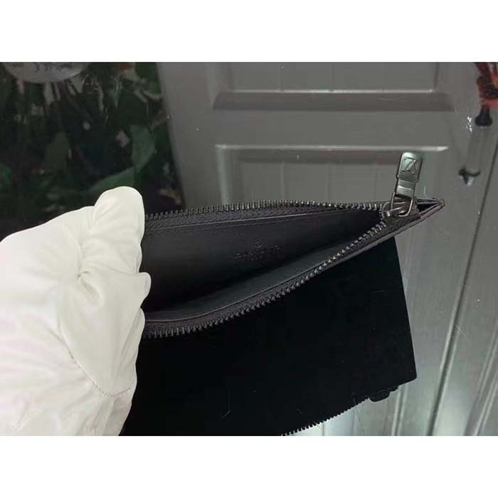 Louis Vuitton LV Unisex Coin Card Holder Black Cowhide Leather 4 Card Slots