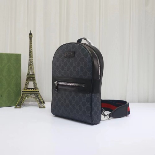 Gucci Unisex GG Crossbody Bag GG Black Supreme Canvas Leather Zip Closure