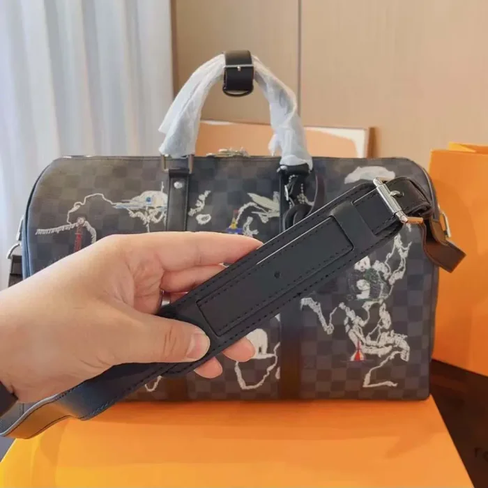 Louis Vuitton LV Unisex Damier Graphite World Map Keepall Bandouliere 50