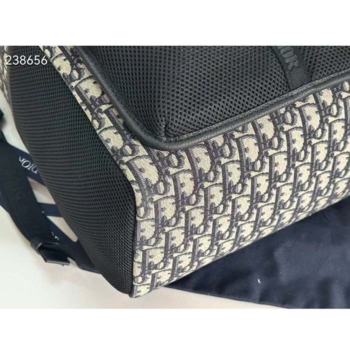 Dior Unisex CD Dior 8 Backpack Beige Black Dior Oblique Jacquard