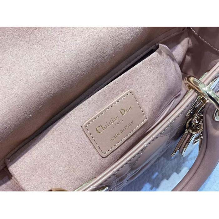 Dior Women CD Small Lady D-Joy Bag Powder Pink Cannage Lambskin