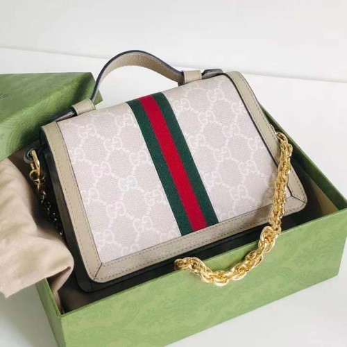 Gucci Women Dionysus GG Mini Shoulder Bag Beige White Supreme Canvas