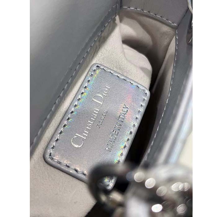 Dior Women CD Dior Or Lady Dior Micro Bag Metallic Crinkled Cannage Calfskin
