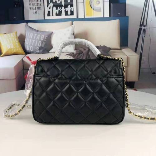 Chanel Women Flap Bag with Top Handle in Lambskin Leather