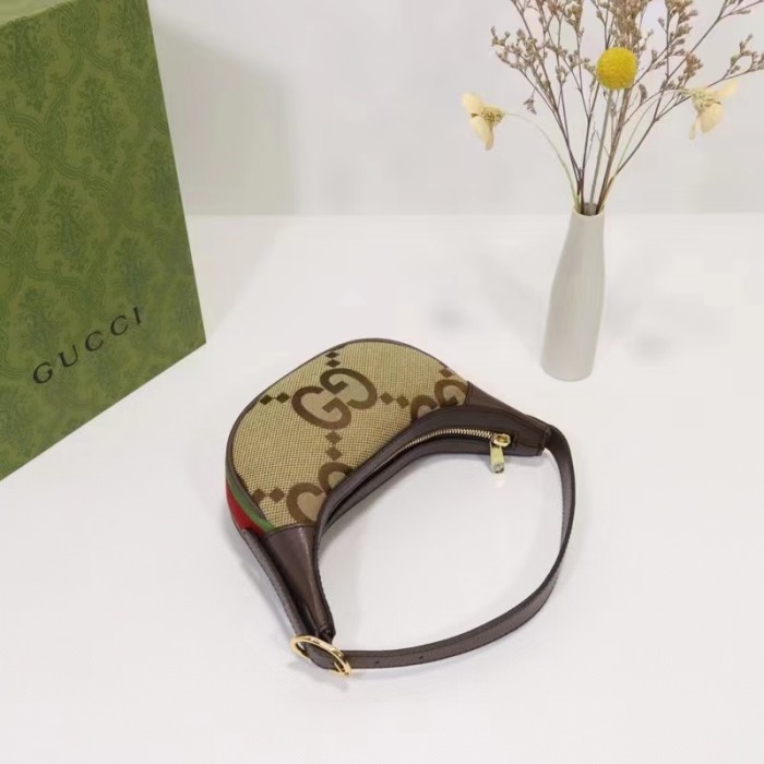 Gucci Unisex Ophidia Jumbo GG Mini Bag Camel Ebony Canvas Double G