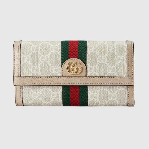 Gucci GG Unisex Ophidia Continental Wallet in GG Supreme Canvas-Beige
