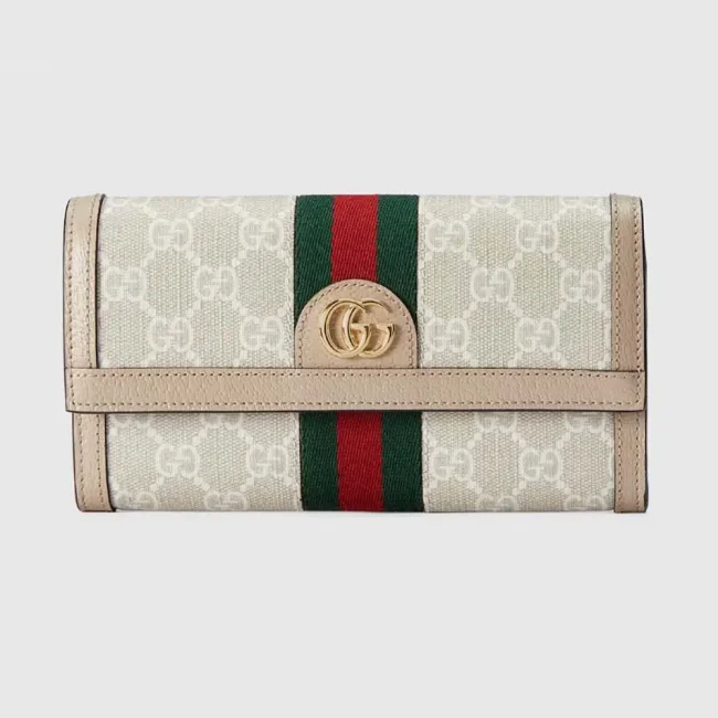 Gucci GG Unisex Ophidia Continental Wallet in GG Supreme Canvas-Beige