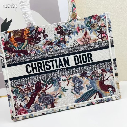 Dior Women CD Medium Book Tote Ecru Multicolor Jardin D'Hiver Embroidery