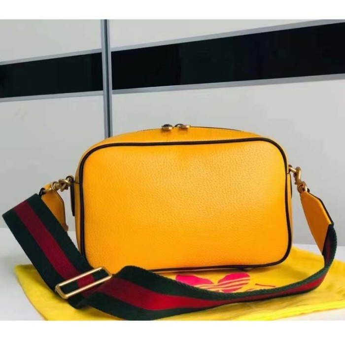 Gucci Unisex GG Adidas x Gucci Small Shoulder Bag Yellow Leather Green Red Web