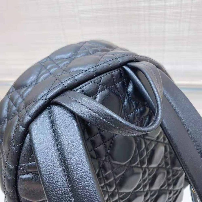 Dior Women Small Dior Backpack Black Cannage Lambskin
