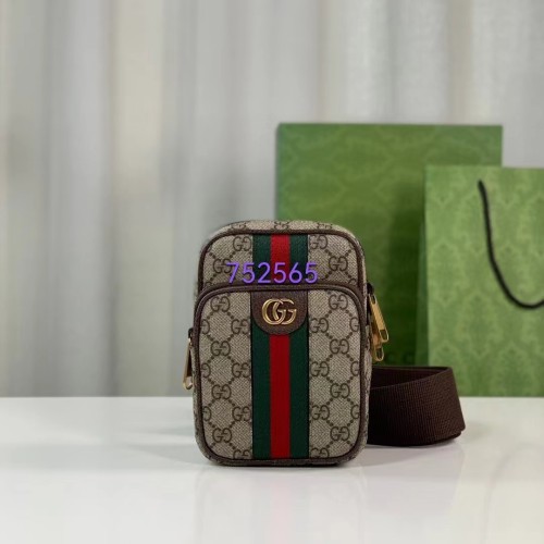 Gucci Unisex Ophidia GG Mini Bag Beige Ebony GG Supreme Canvas Double G