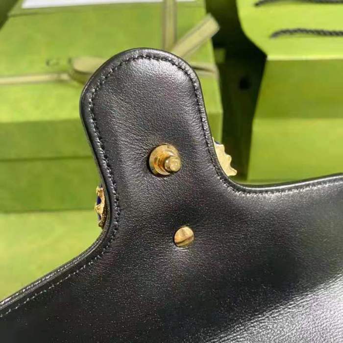 Gucci GG Women Online Exclusive GG Marmont Mini Bag Pastel Blue Butter Diagonal Matelassé Leather