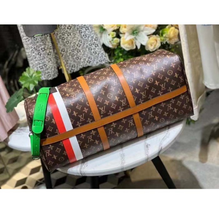 Louis Vuitton LV Unisex Keepall 55 Monogram Coated Canvas Cowhide Leather