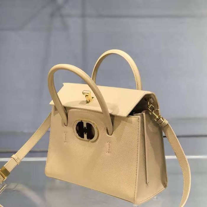 Dior Women Medium ST Honore Tote Latte Grained Calfskin-Sandy