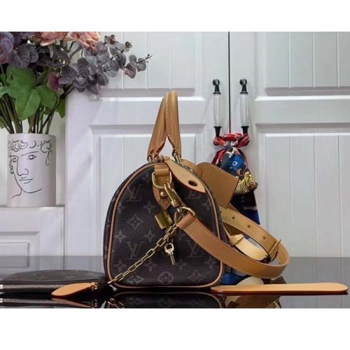 Louis Vuitton LV Unisex Speedy P9 Bandoulière 25 Monogram Soft Calfskin Natural Cowhide-Leather