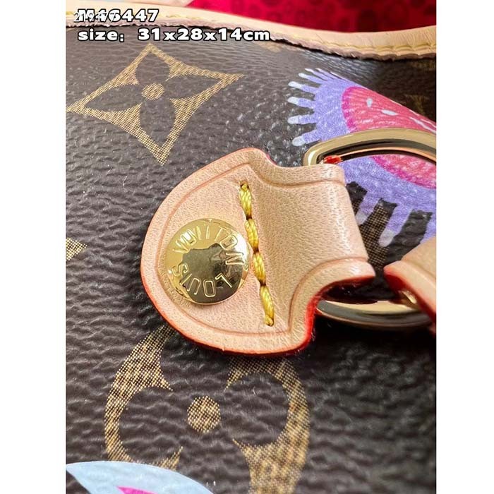 Louis Vuitton LV Unisex LV x YK Neverfull MM Monogram Coated Canvas Faces Print Embroidery