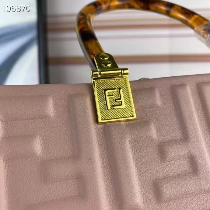 Fendi Women FF Sunshine Medium Pink Leather Shopper