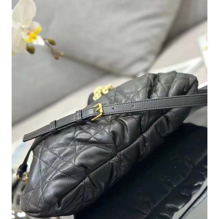 Dior Women CD Large Ammi Bag Black Supple Macrocannage Lambskin