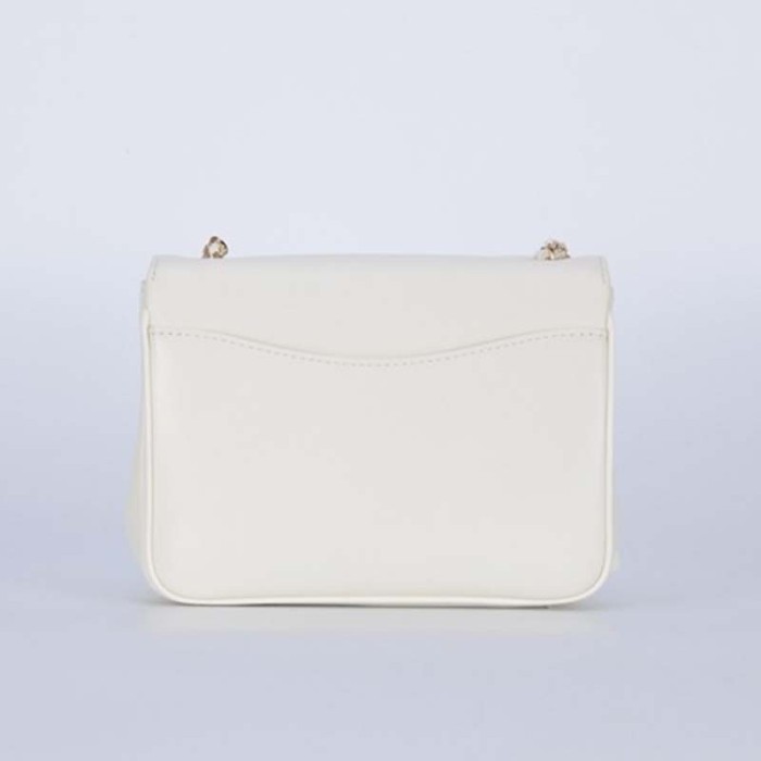 Chanel Women Large Double C Gold Chain Cross Body Flap Bag-White