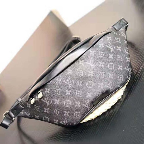 Louis Vuitton LV Men Discovery Bumbag in Monogram Eclipse Canvas-Grey