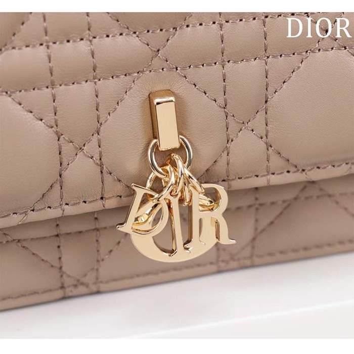 Dior Women CD My Dior Mini Bag Warm Taupe Cannage Lambskin