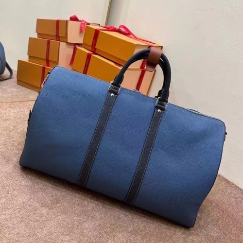Louis Vuitton LV Unisex Keepall Bandoulière 50 Travel Bag Denim Blue Cowhide Leather