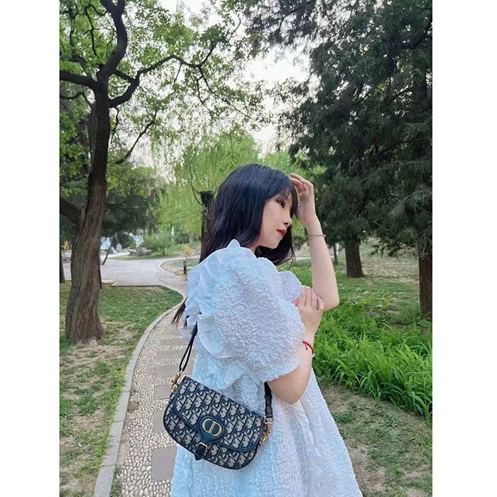 Dior Women Bobby East-West Bag Blue Dior Oblique Jacquard