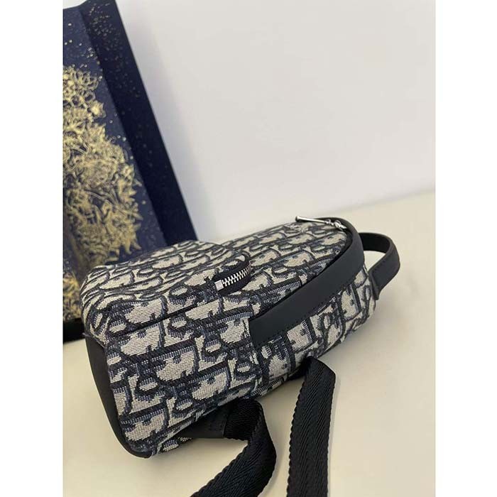 Dior Unisex CD Kids' Mini Rider Backpack Beige Black Dior Oblique Jacquard