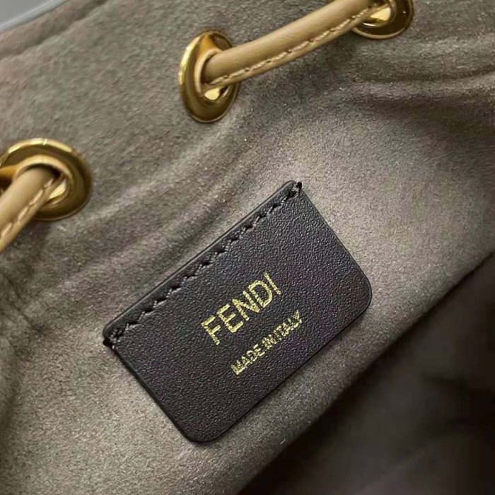 Fendi Women Small Mon Tresor FF Beige Wool Mini-Bag