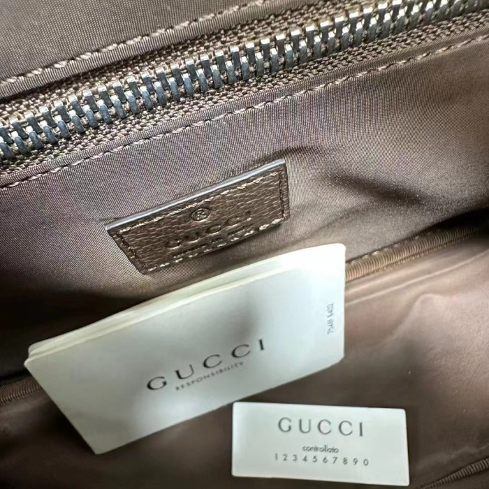 Gucci Unisex Jumbo GG Messenger Bag Beige Ebony GG Supreme Interlocking G Leather
