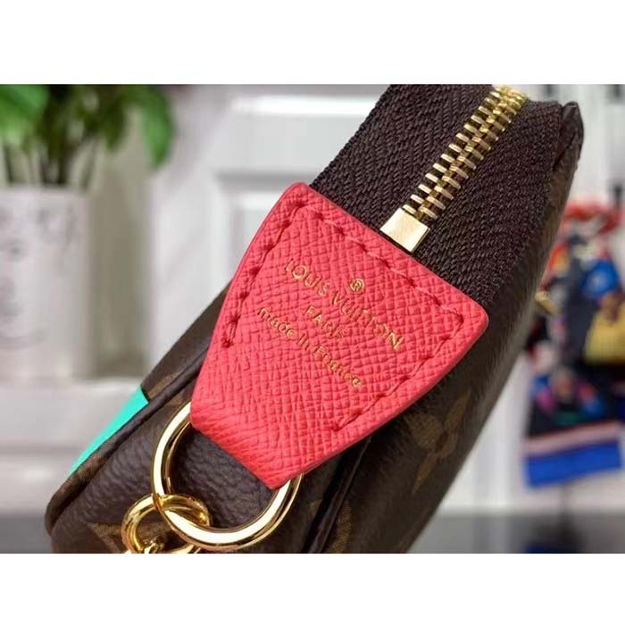 Louis Vuitton LV Unisex Mini Pochette Accessoires Dragon Fruit Pink Monogram Coated Canvas