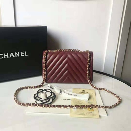 Chanel Women Mini Flap Bag in Calfskin Leather-Red