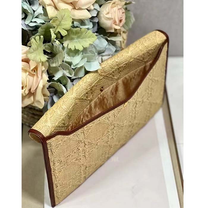 Dior Unisex CD 30 Montaigne Avenue Pouch Flap Natural Cannage Raffia