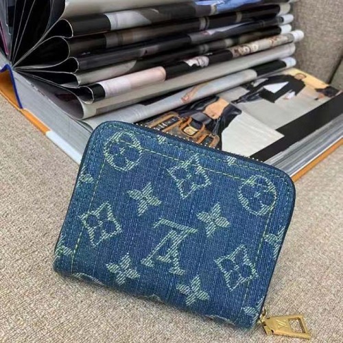 Louis Vuitton LV Unisex Zippy Coin Purse Denim Blue GOTS Certified Cotton Monogram Denim
