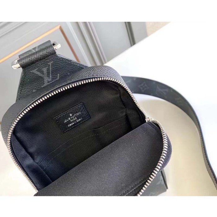 Louis Vuitton LV Unisex Outdoor Sling Bag Black Coated Canvas Cowhide Leather