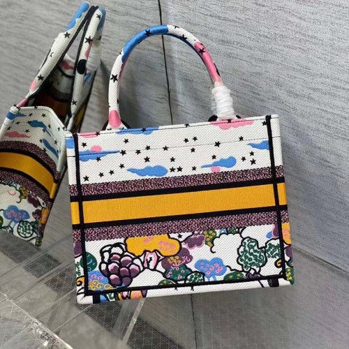 Dior Unisex CD Small Dior Book Tote Latte Dior Ciel De Rêve Embroidery