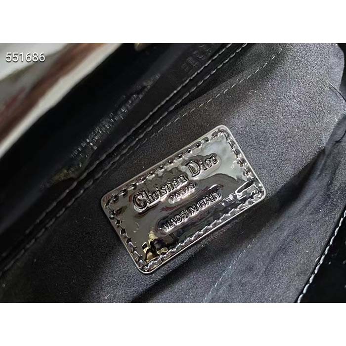 Dior Women CD Small Lady D-Joy Bag Black Patent Cannage Calfskin