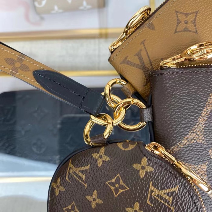 Louis Vuitton LV Unisex Trio Pouch Monogram Giant Mini Coated Canvas Cowhide