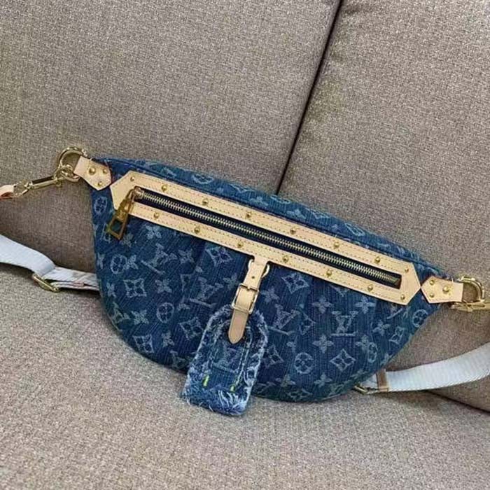 Louis Vuitton LV Unisex High Rise Denim Blue GOTS Certified Cotton Monogram Denim Canvas