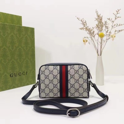 Gucci Unisex Ophidia GG Mini Bag Beige Blue GG Supreme Canvas