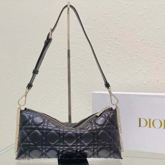 Dior Women CD Dior Club Bag Black Cannage Lambskin