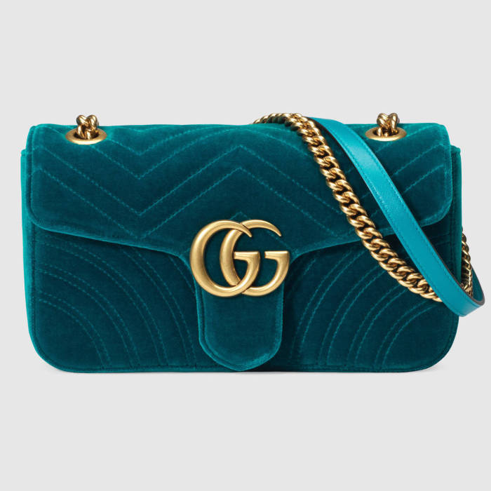 Gucci GG Marmont Mini Chain Shoulder Bag in Velvet