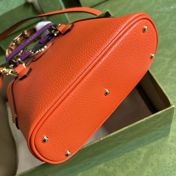Gucci GG Women Gucci Diana Mini Tote Bag Orange Leather Double G