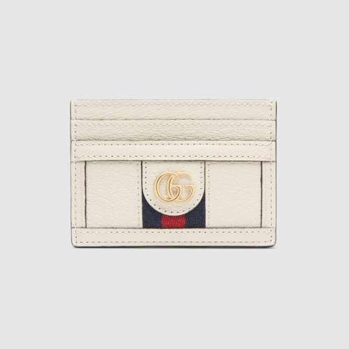 Gucci GG Unisex Ophidia Card Case in Leather with Blue and Red House Web