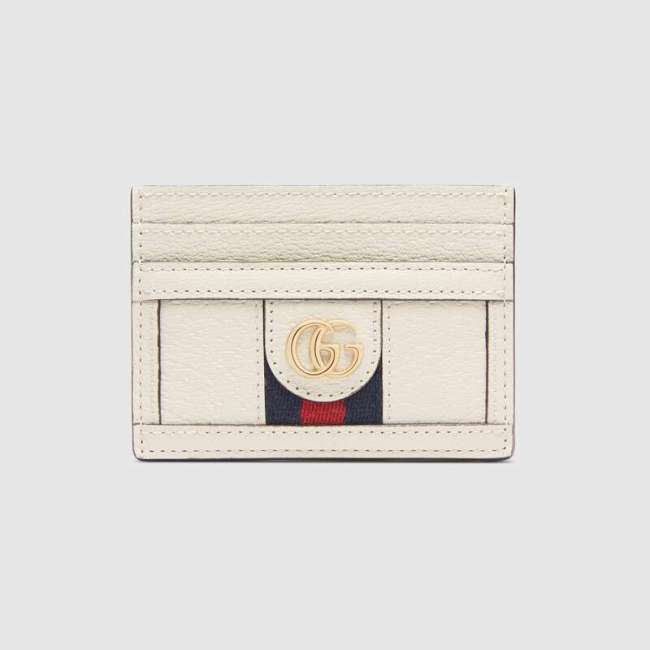 Gucci GG Unisex Ophidia Card Case in Leather with Blue and Red House Web