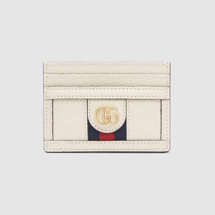 Gucci GG Unisex Ophidia Card Case in Leather with Blue and Red House Web